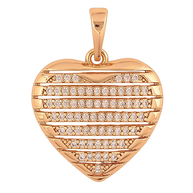 Кулон Xuping цвет Позолота 18K "Сердечко с дорожками кристаллов" для цепочки до 6мм фото №1