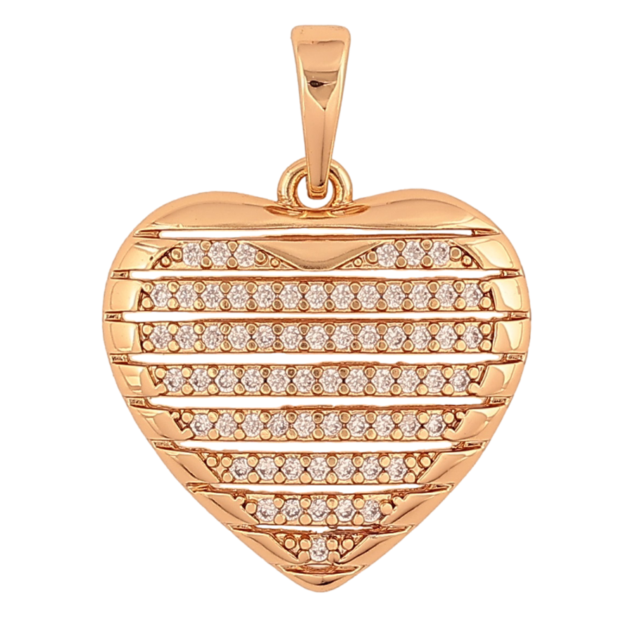 Кулон Xuping цвет Позолота 18K "Сердечко с дорожками кристаллов" для цепочки до 6мм фото №1