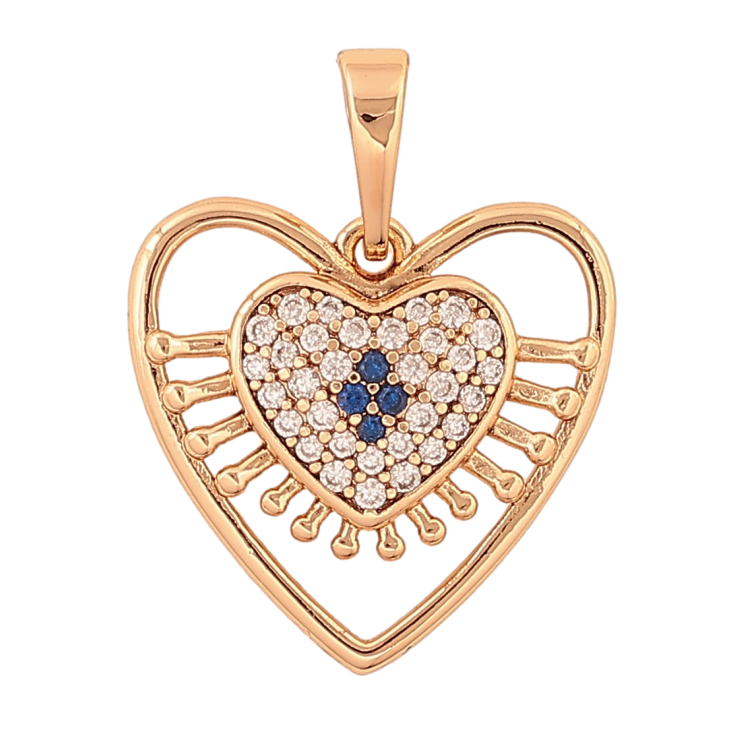 Кулон Xuping колір Позолота 18K "Серце з інкрустацією біло-синіми кристалами" для ланцюжка до 6мм фото №15