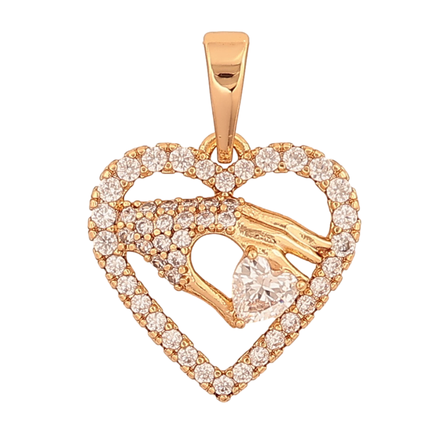 Кулон Xuping колір Позолота 18К "Серце декоративне з кристалами" для ланцюжка до 6мм фото №1