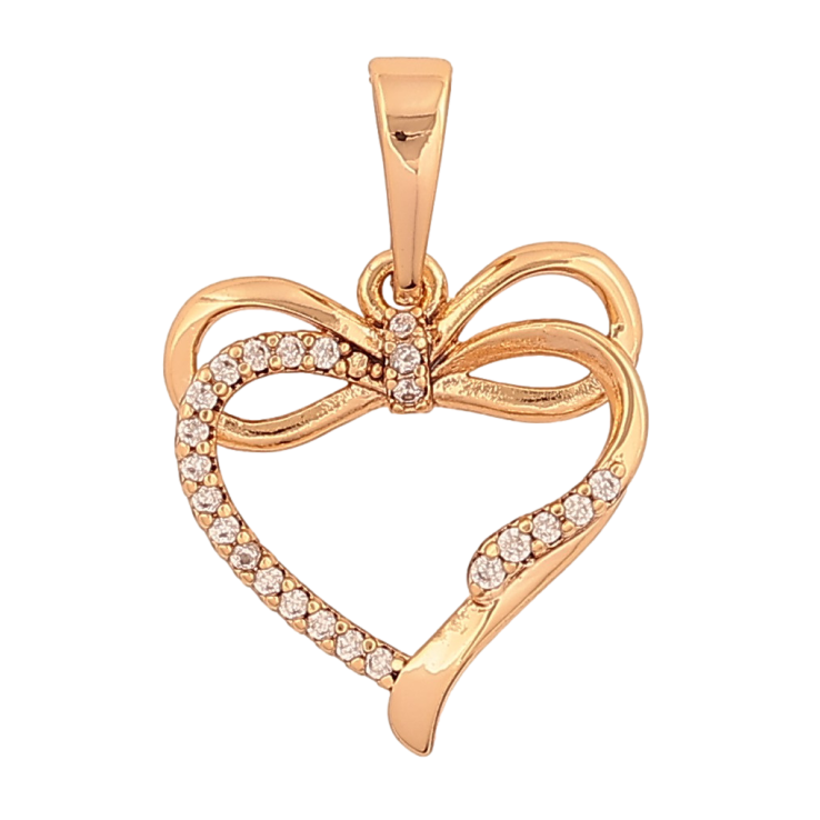 Кулон Xuping колір Позолота 18К "Серце з бантом" для ланцюжка до 6мм фото №25