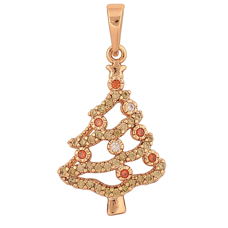 Кулон Xuping цвет Позолота 18К "Новогодняя елочка с кристаллами" для цепочки до 6мм фото №1