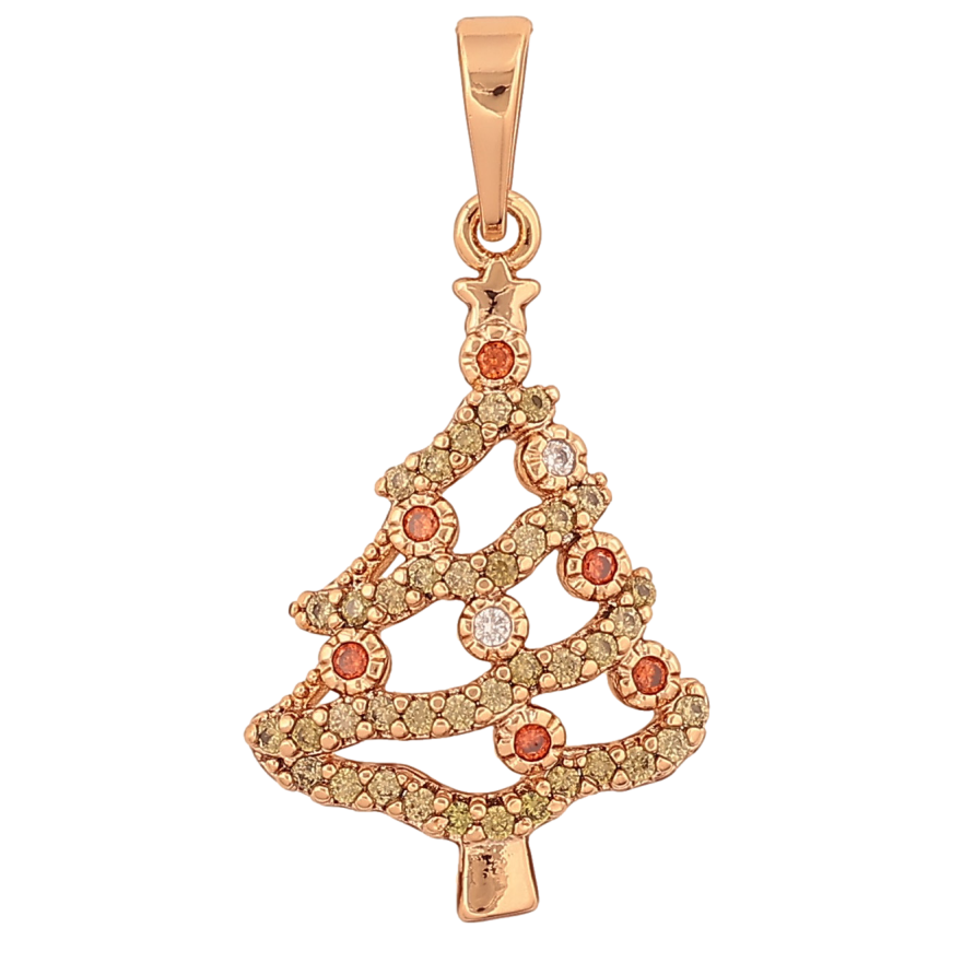 Кулон Xuping колір Позолота 18К "Новорічна ялинка з кристалами" для ланцюжка до 6мм фото №1