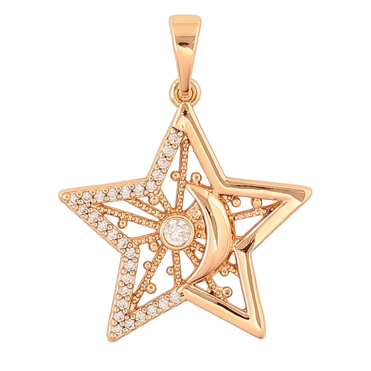 Кулон Xuping колір Позолота 18K "Зірка з місяцем та кристаллами" для ланцюжка до 5мм фото №20