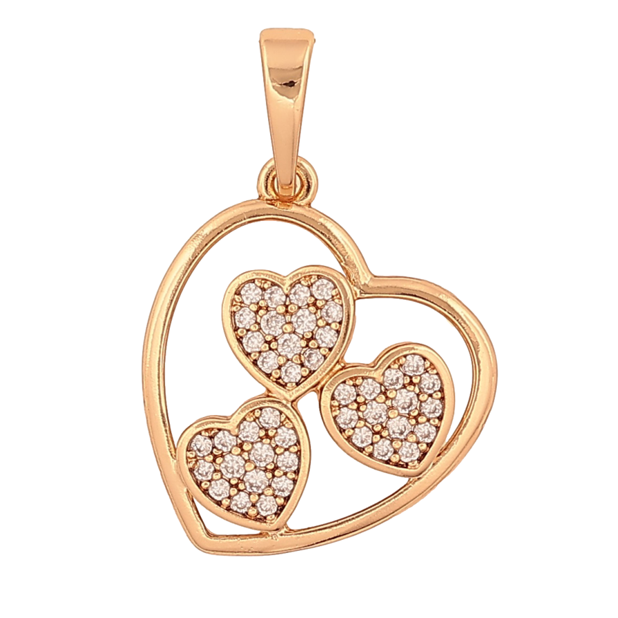 Кулон Xuping колір Позолота 18К "Сердечка з кристалами" для ланцюжка до 6мм фото №1