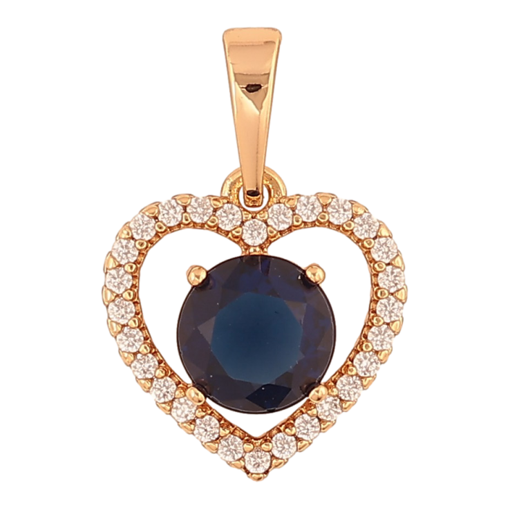 Кулон Xuping колір Позолота 18K "Серце з синім кристалом" для ланцюжка до 6мм фото №2