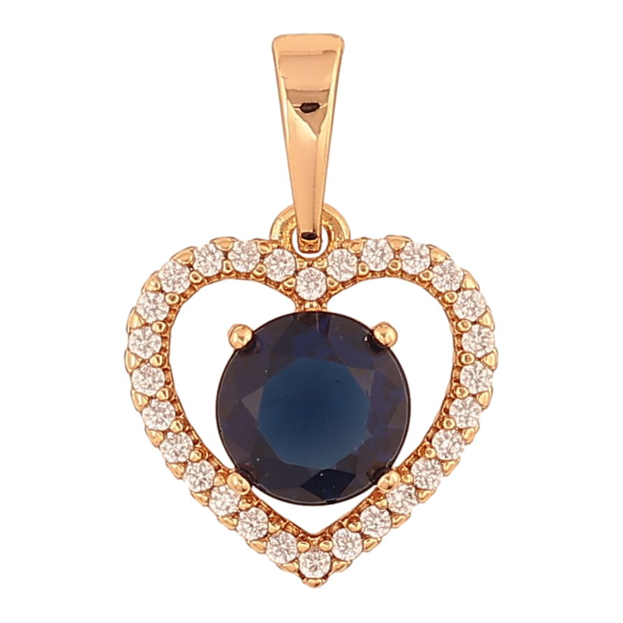 Кулон Xuping колір Позолота 18K "Серце з синім кристалом" для ланцюжка до 6мм фото №1