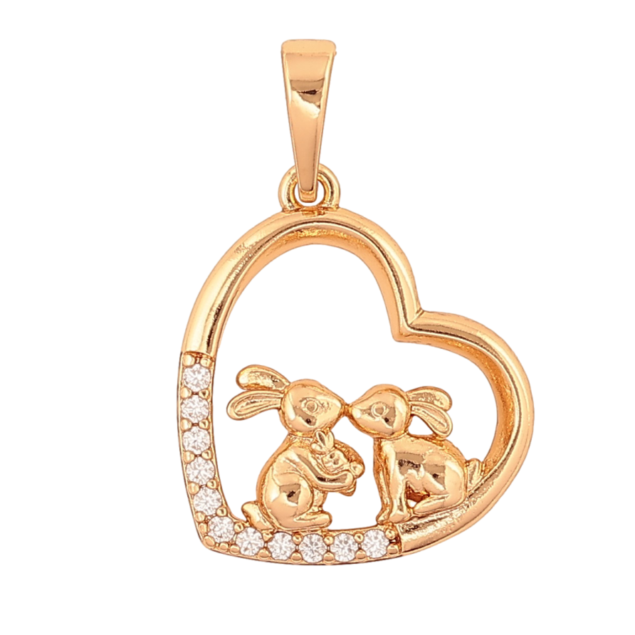 Кулон Xuping цвет Позолота 18К "Сердечко с зайчатами" для цепочки до 6мм фото №1 Кулон Xuping цвет Позолота 18К "Сердечко с зайчатами" для цепочки до 6мм фото №1