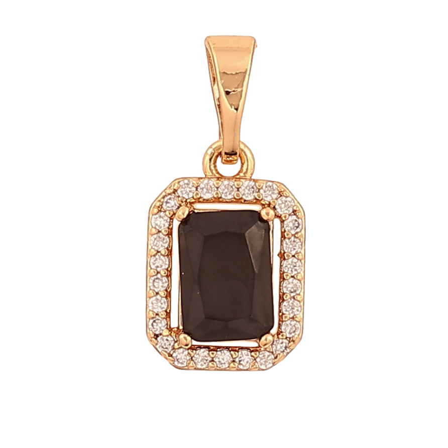 Кулон Xuping колір Позолота 18K "Чорний кристал в обрамленні" для ланцюжка до 5мм фото №1