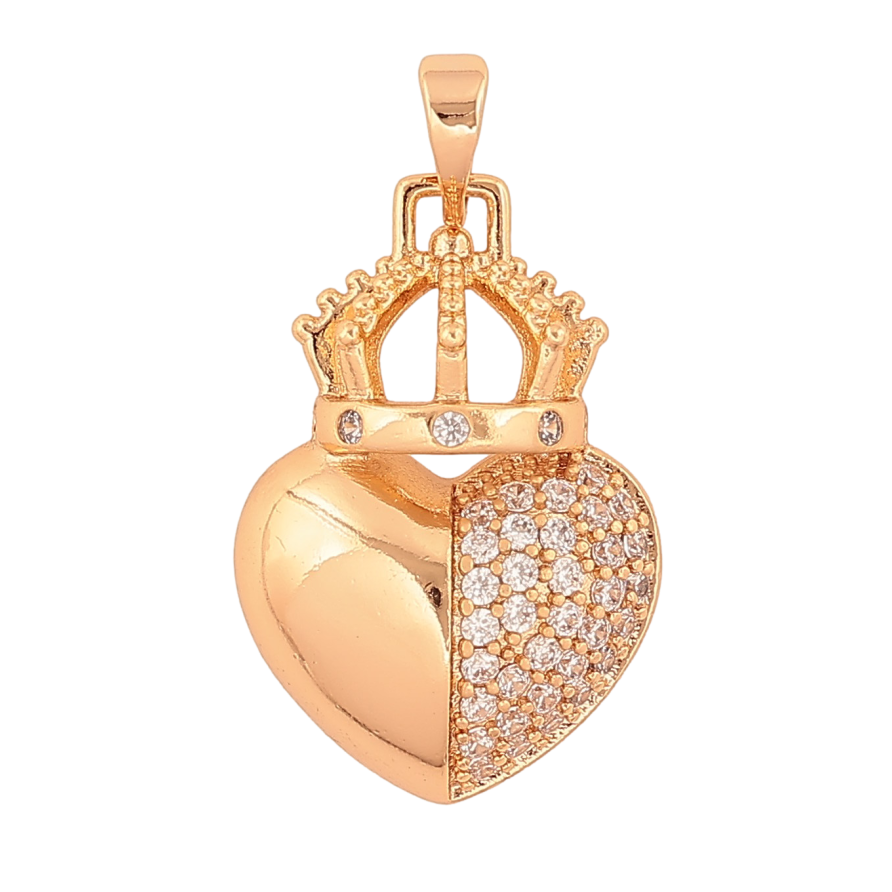 Кулон Xuping колір Позолота 18К "Серце з короною" для ланцюжка до 5мм фото №1
