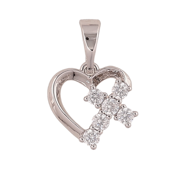 Кулон Xuping колір Родій "Серце з кристальним серцем" для ланцюжка до 5мм фото №18