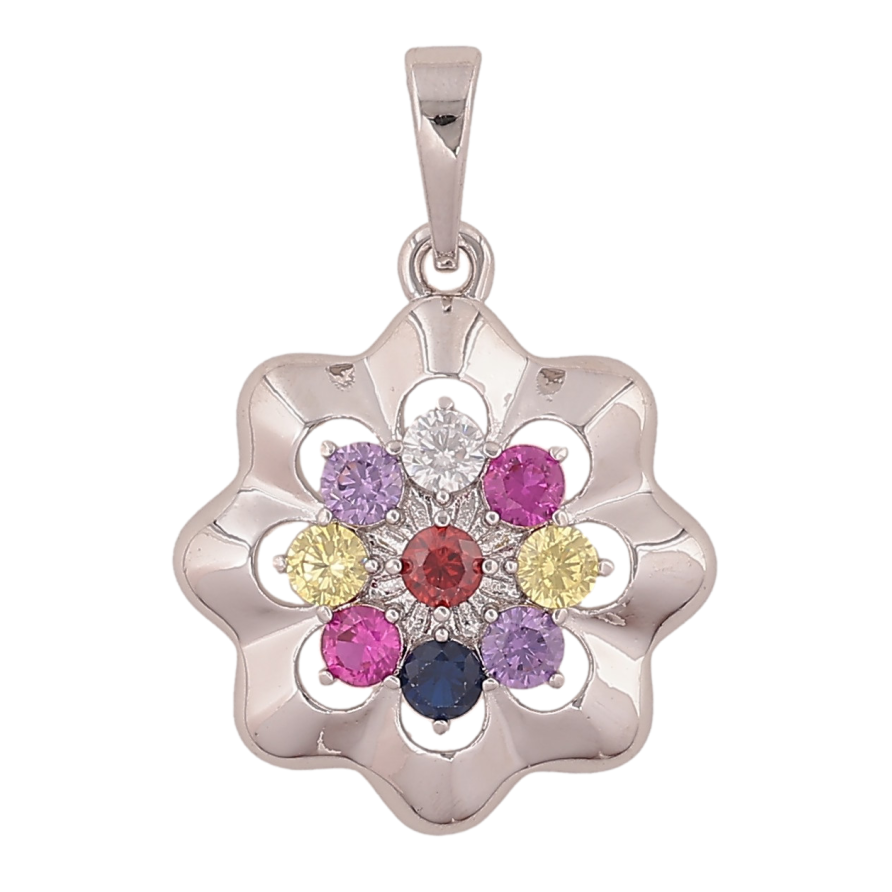 Кулон Xuping колір Родій "Квітка з різнокольоровими кристалами" для ланцюжка до 6мм фото №1