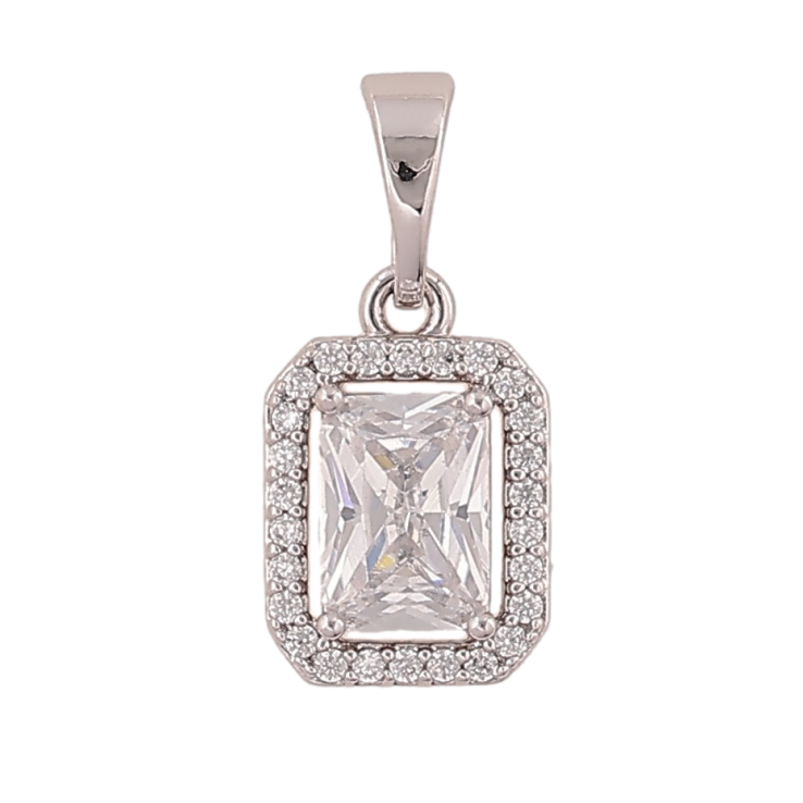 Кулон Xuping цвет Родий "Кристалл в обрамлении" для цепочки до 5мм фото №6