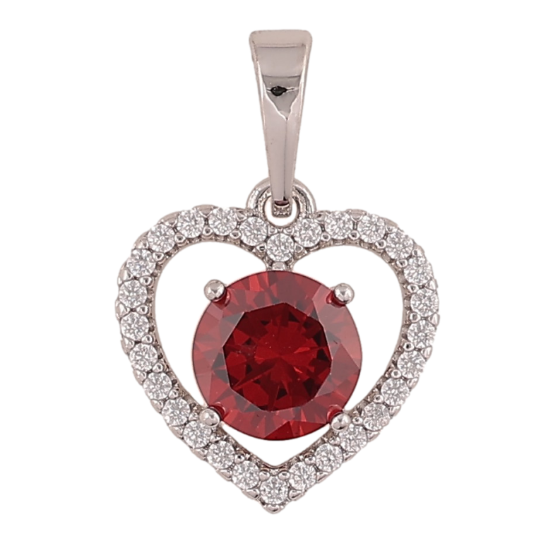 Кулон Xuping колір Родій "Серце з червоним кристалом" для ланцюжка до 6мм фото №1