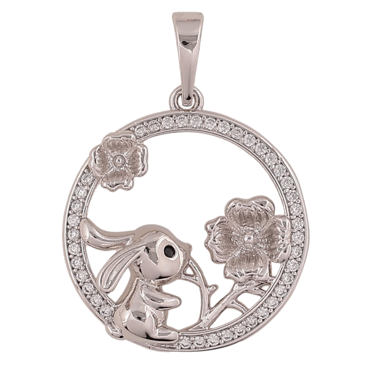 Кулон Xuping колір Родій "Зайчик з квіточкою" для ланцюжка до 6мм фото №12 Кулон Xuping колір Родій "Зайчик з квіточкою" для ланцюжка до 6мм фото №12