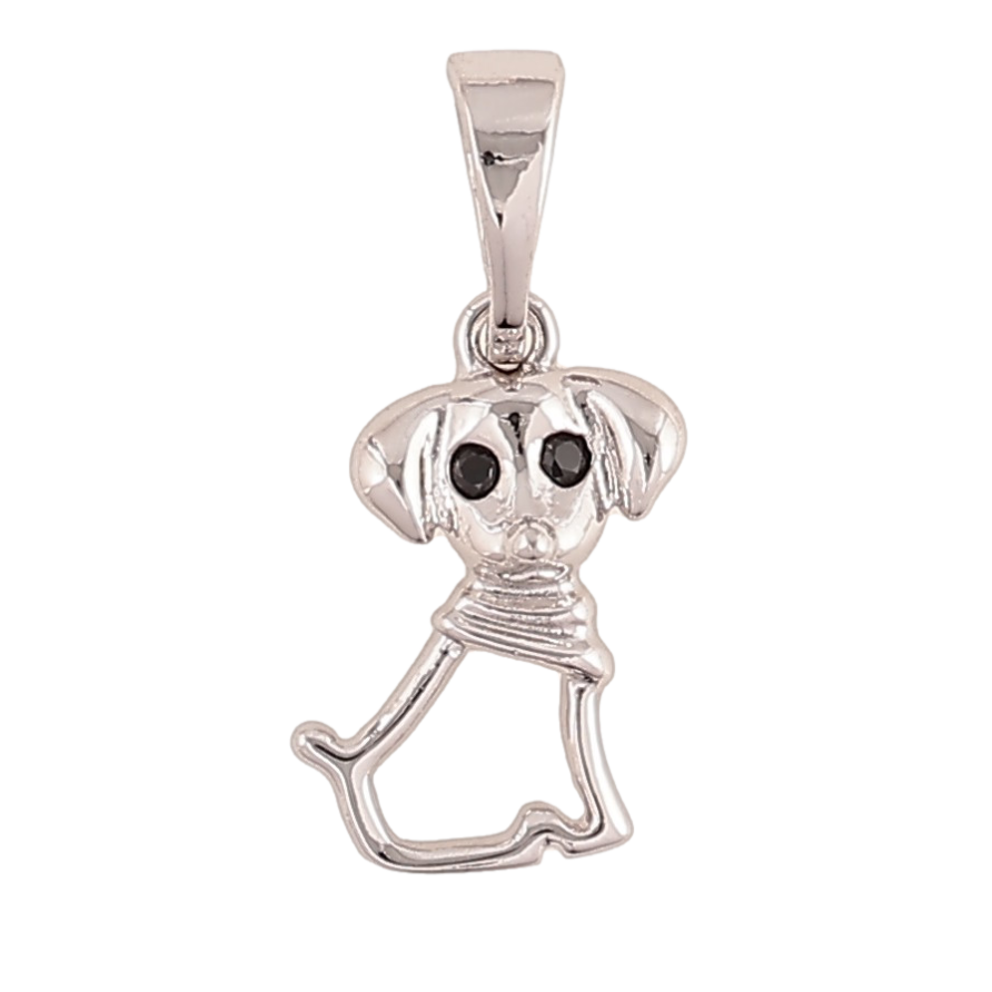 Кулон Xuping колір Родій "Собачка з кристалами" для ланцюжка до 5мм фото №1
