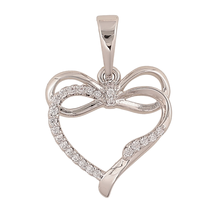 Кулон Xuping колір Родій "Серце з бантом" для ланцюжка до 6мм фото №22