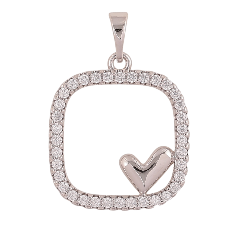 Кулон Xuping колір Родій "Квадрат із серцем" для ланцюжка до 5мм фото №1 Кулон Xuping колір Родій "Квадрат із серцем" для ланцюжка до 5мм фото №1