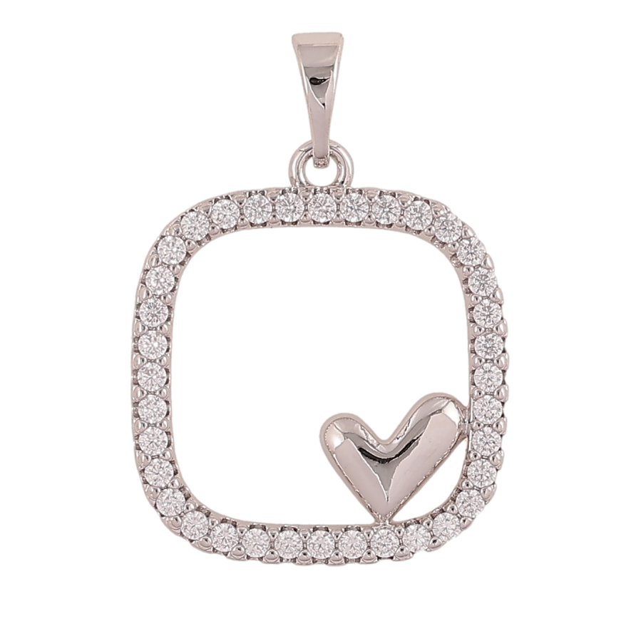 Кулон Xuping колір Родій "Квадрат із серцем" для ланцюжка до 5мм фото №1 Кулон Xuping колір Родій "Квадрат із серцем" для ланцюжка до 5мм фото №1