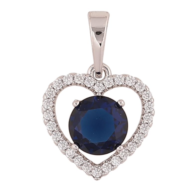 Кулон Xuping колір Родій "Серце з синім кристалом" для ланцюжка до 6мм фото №1