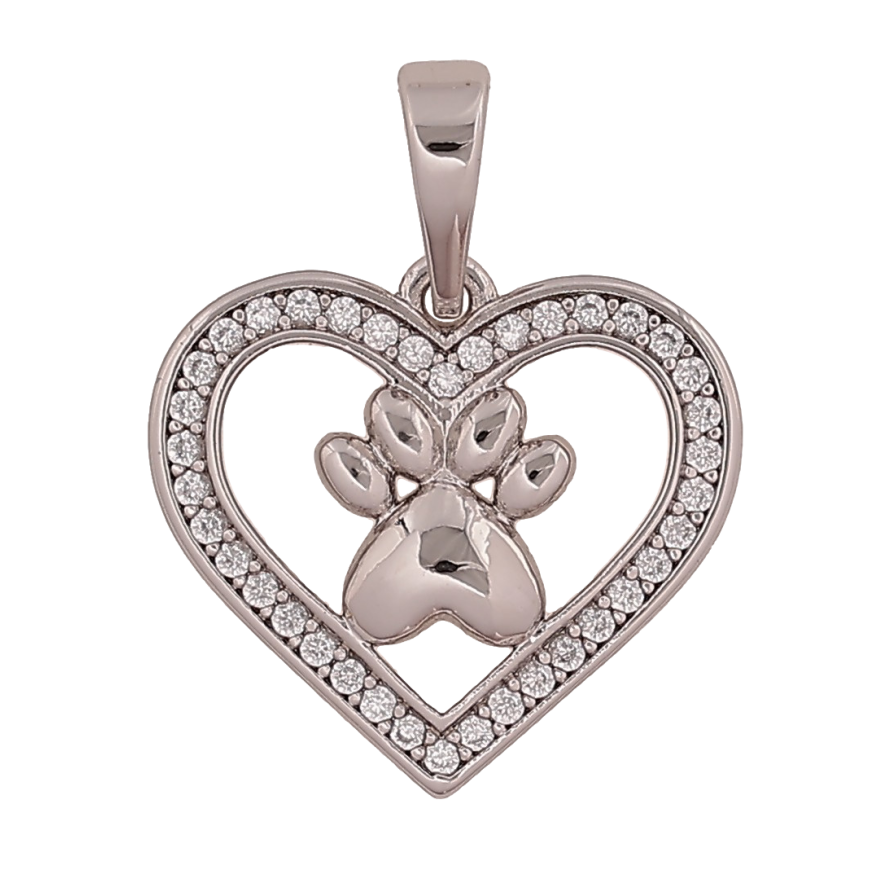 Кулон Xuping колір Родій "Серце з лапкою" для ланцюжка до 6мм фото №1