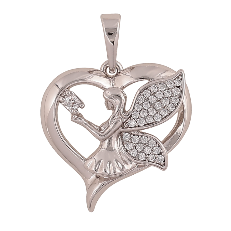 Кулон Xuping колір Родій "Фея з серцем" для ланцюжка до 6мм фото №4