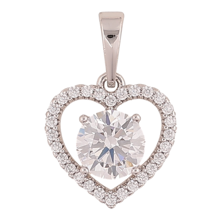 Кулон Xuping колір Родій "Серце з кристалом" для ланцюжка до 6мм фото №1