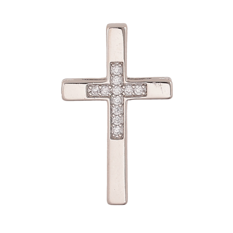Кулон Xuping колір Родій "Хрест з кристалами" для ланцюжка до 2мм фото №1