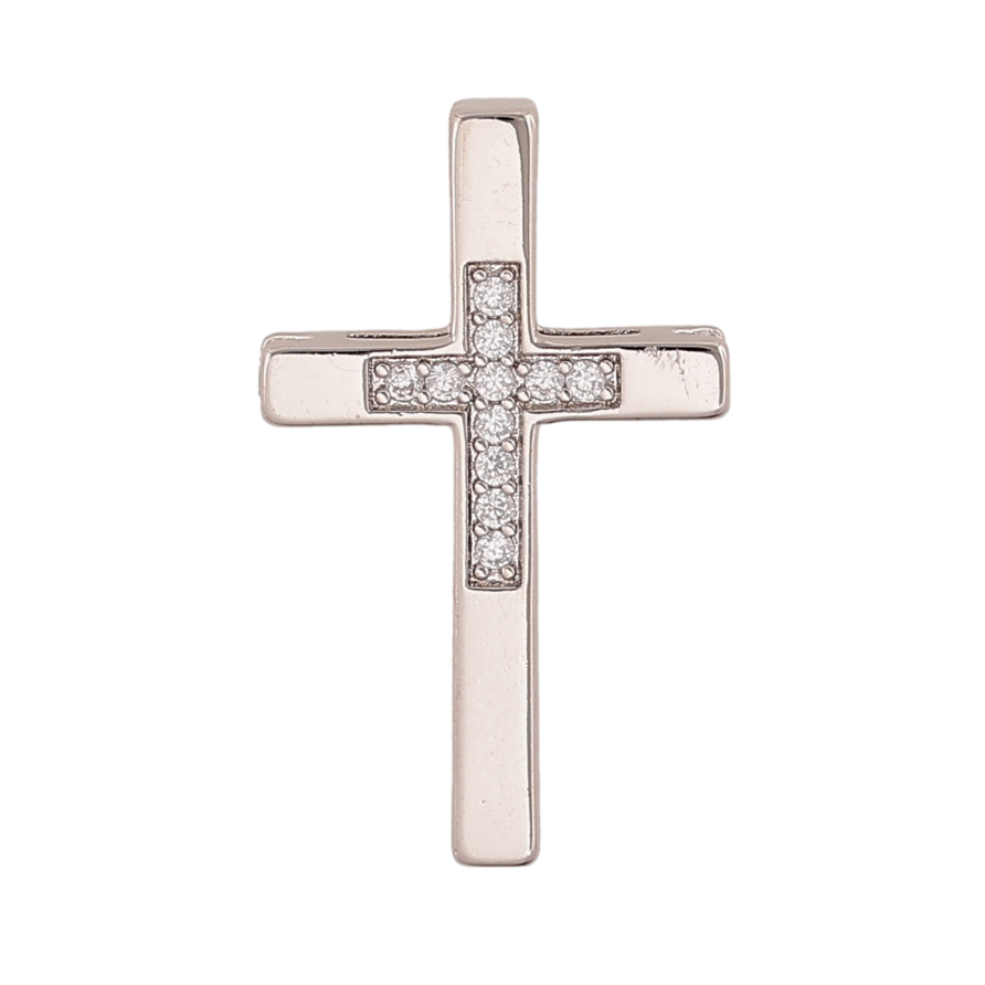 Кулон Xuping колір Родій "Хрест з кристалами" для ланцюжка до 2мм фото №1