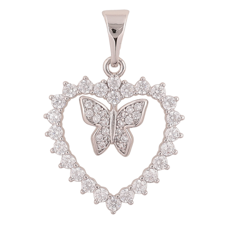 Кулон Xuping колір Родій "Серце з метеликом" для ланцюжка до 7мм фото №2