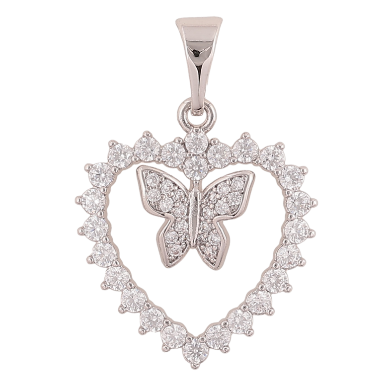 Кулон Xuping цвет Родий "Сердечко с бабочкой" для цепочки до 7мм фото №1 Кулон Xuping цвет Родий "Сердечко с бабочкой" для цепочки до 7мм фото №1