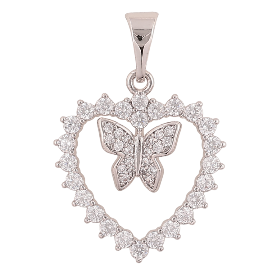 Кулон Xuping колір Родій "Серце з метеликом" для ланцюжка до 7мм фото №1 Кулон Xuping колір Родій "Серце з метеликом" для ланцюжка до 7мм фото №1