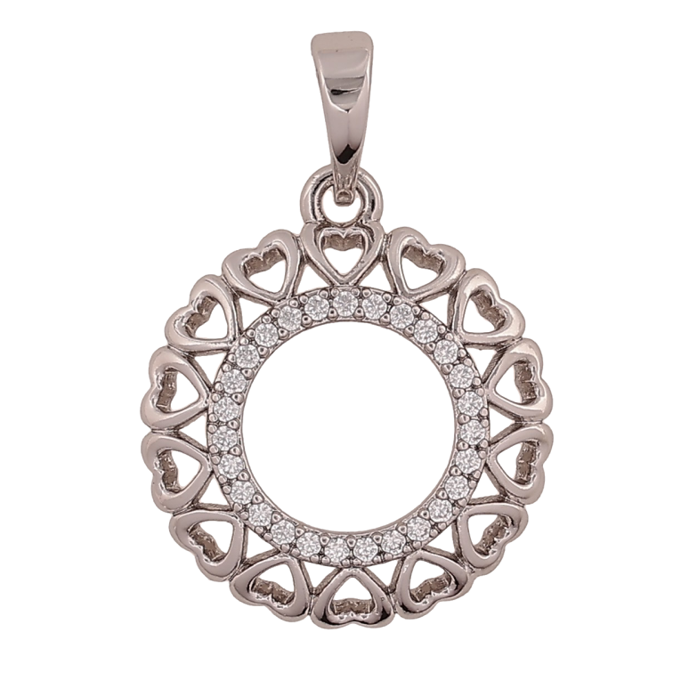 Кулон Xuping цвет Родий "Узор с сердечками и кристаллами" для цепочки до 6мм фото №19