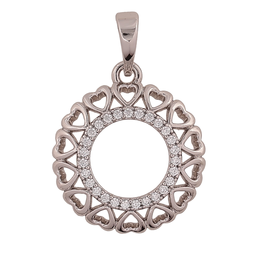 Кулон Xuping колір Родій "Візерунок з сердечками та кристалами" для ланцюжка до 6мм фото №1