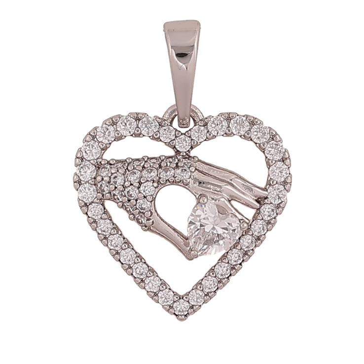 Кулон Xuping колір Родій "Декоративне серце з кристалами" для ланцюжка до 6мм фото №23