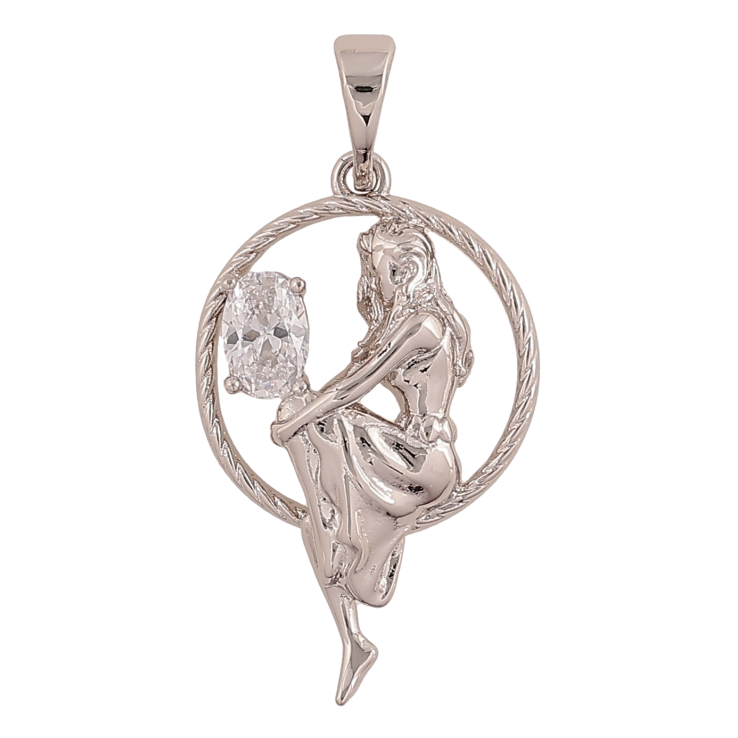 Кулон Xuping колір Родій "Дівчина з кристалом" для ланцюжка до 5мм фото №18