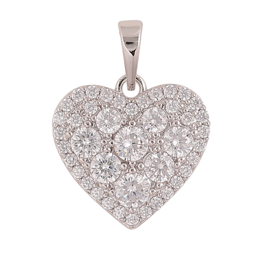 Кулон Xuping цвет Родий "Сердечко с инкрустацией кристаллами" для цепочки до 6мм фото №1