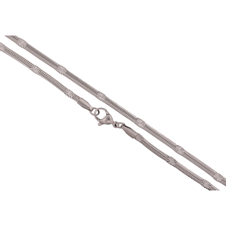 Ланцюжок Xuping ТТМ Stainless Steel колір Родій "Плетіння Снейк з візерунком" довжина 45см х 3мм фото №22 Ланцюжок Xuping ТТМ Stainless Steel колір Родій "Плетіння Снейк з візерунком" довжина 45см х 3мм фото №22