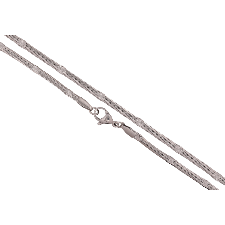 Ланцюжок Xuping ТТМ Stainless Steel колір Родій "Плетіння Снейк з візерунком" довжина 45см х 3мм фото №1
