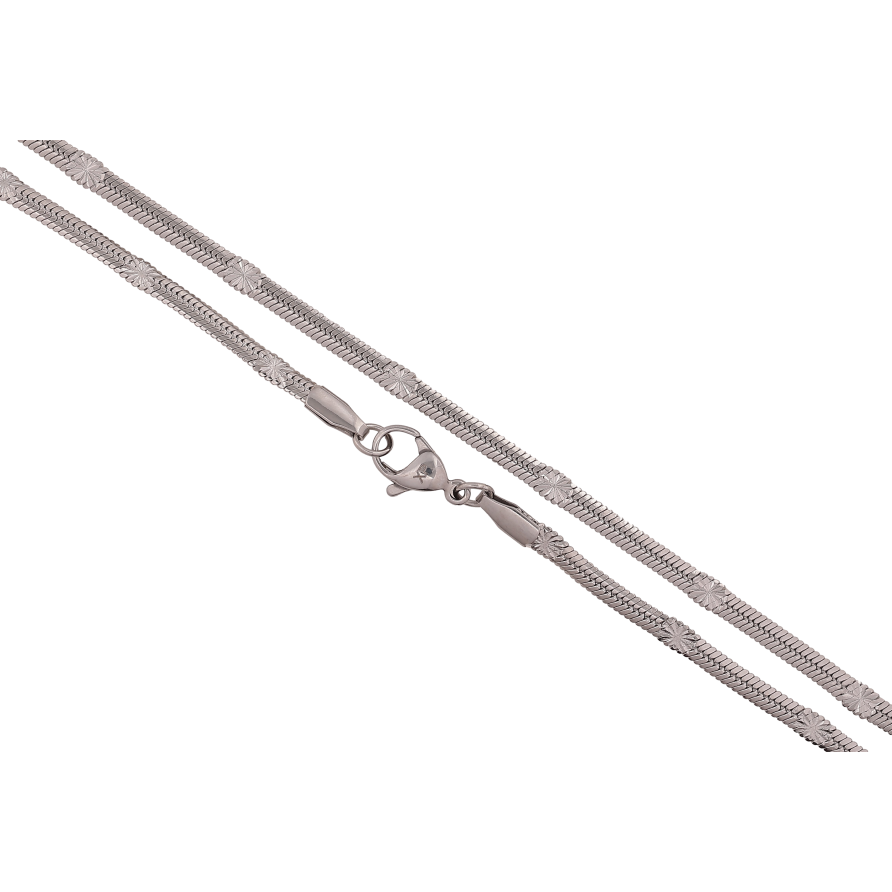 Ланцюжок Xuping ТТМ Stainless Steel колір Родій "Плетіння Снейк з візерунком" довжина 45см х 3мм фото №1