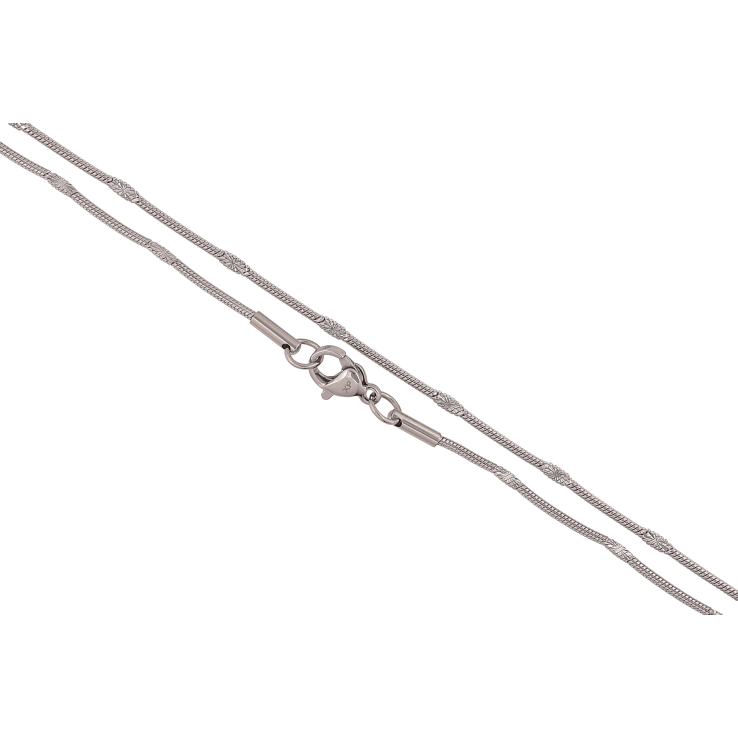 Цепочка Xuping ТТМ Stainless Steel цвет Родий "Плетение Ювелирный шнур с прокаткой" длина 45см х 2мм фото №6 Цепочка Xuping ТТМ Stainless Steel цвет Родий "Плетение Ювелирный шнур с прокаткой" длина 45см х 2мм фото №6