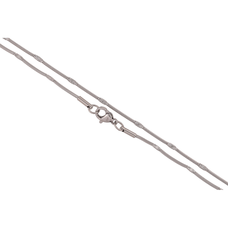 Цепочка Xuping ТТМ Stainless Steel цвет Родий "Плетение Ювелирный шнур с прокаткой" длина 45см х 2мм фото №3