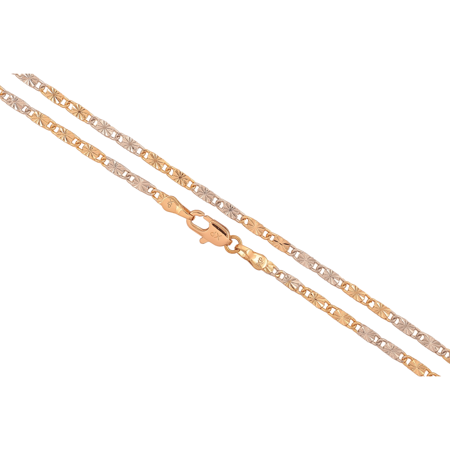 Ланцюжок Xuping колір Позолота 18K + Родій "Плетіння Морський ланцюг з візерунком" довжина 50см х 3мм фото №1