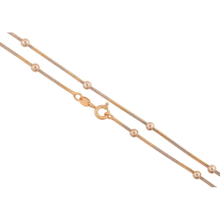 Ланцюжок Xuping колір Позолота 18K + Родій "Плетіння Ювелірний шнур з намистинами" довжина 45см х 1-3мм фото №12