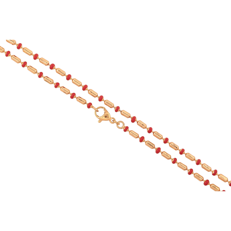 Ланцюжок Xuping колір Позолота 18K "Плетіння Перлина з червоною емаллю" довжина 44см х 2-3мм фото №10