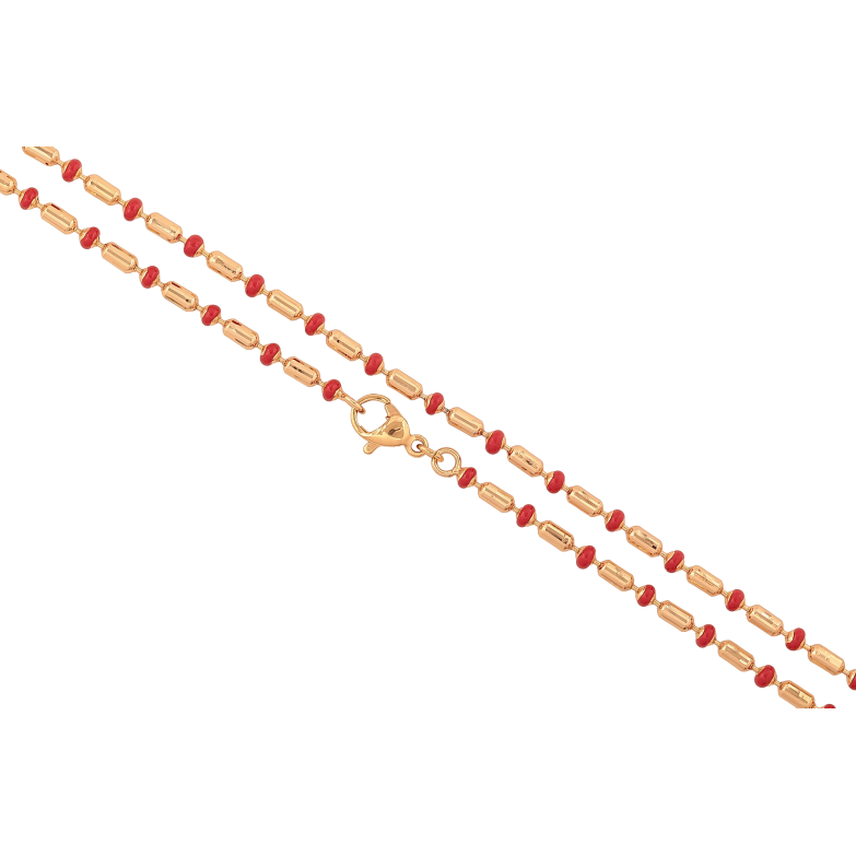 Цепочка Xuping цвет Позолота 18K "Плетение Перлина с красной эмалью" длинна 44см х 2-3мм фото №2