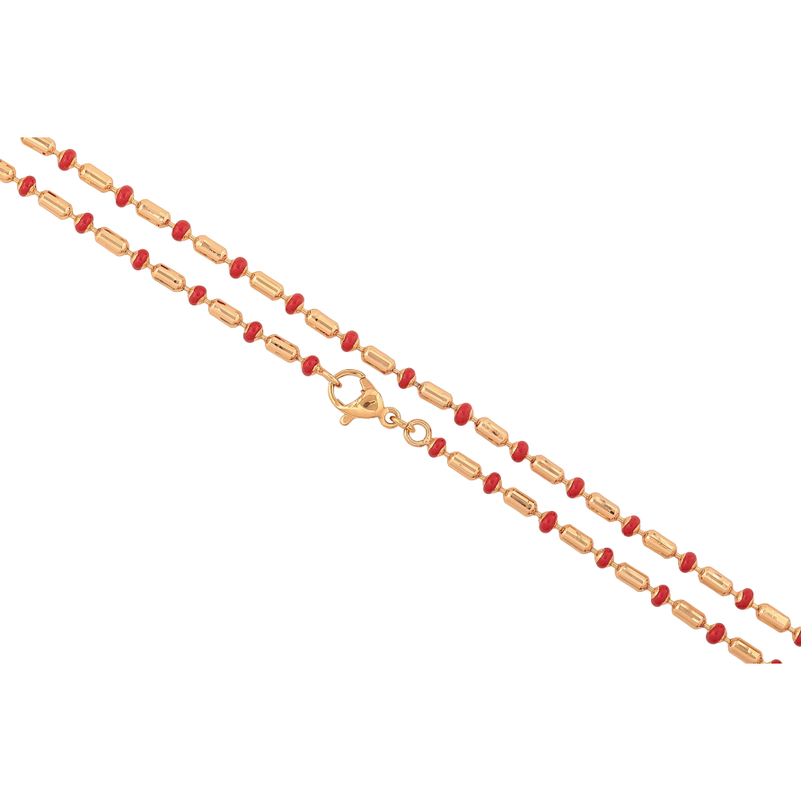 Ланцюжок Xuping колір Позолота 18K "Плетіння Перлина з червоною емаллю" довжина 44см х 2-3мм фото №1