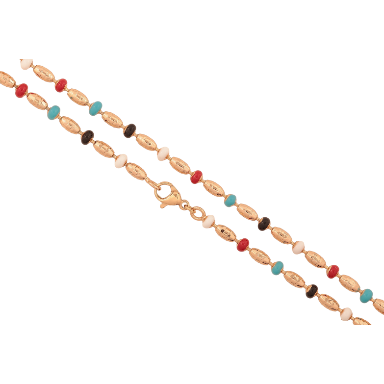 Ланцюжок Xuping колір Позолота 18K "Плетіння Перлина декоративна з кольоровою емаллю" довжина 45см х 3мм фото №6 Ланцюжок Xuping колір Позолота 18K "Плетіння Перлина декоративна з кольоровою емаллю" довжина 45см х 3мм фото №6