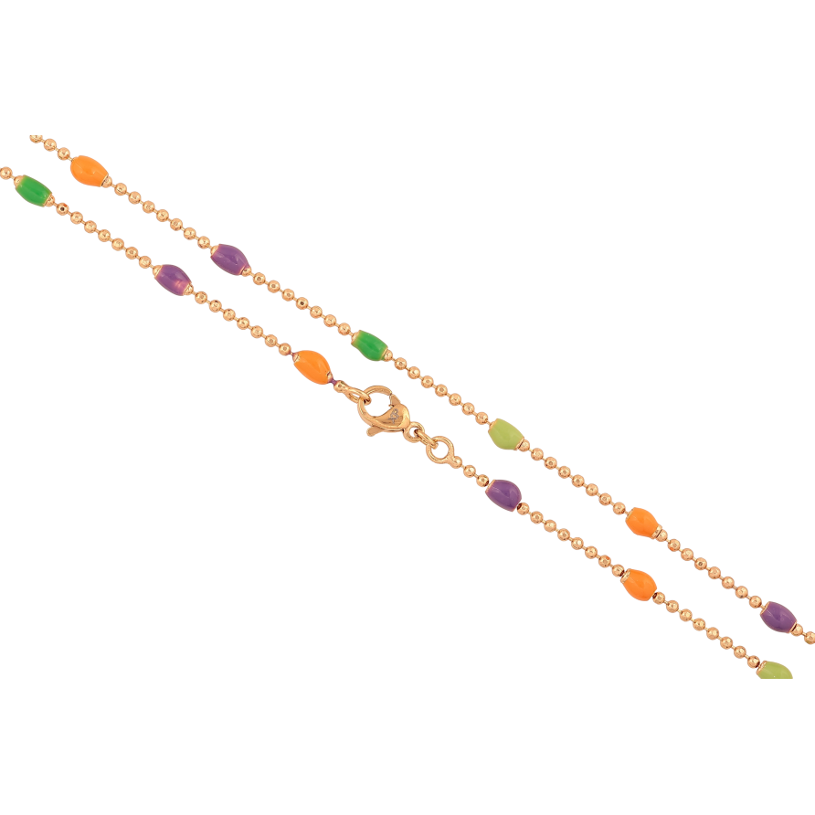 Ланцюжок Xuping колір Позолота 18K "Плетіння Перлина з різнобарвною емаллю" довжина 45см х 1.5-3мм фото №1