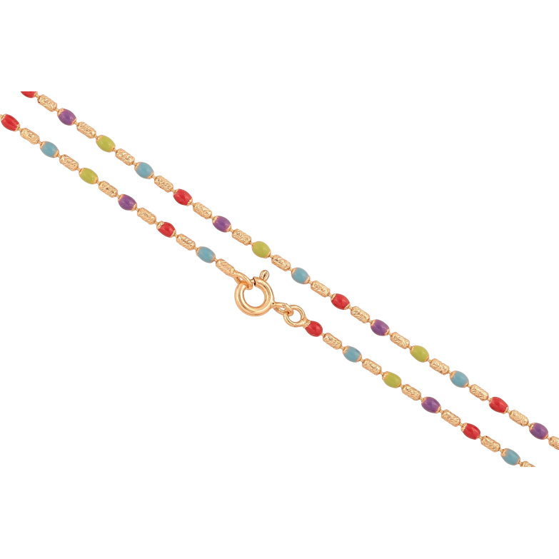 Цепочка Xuping цвет Позолота 18K "Плетение Перлина с разноцветной эмалью" длинна 44см х 2мм фото №4